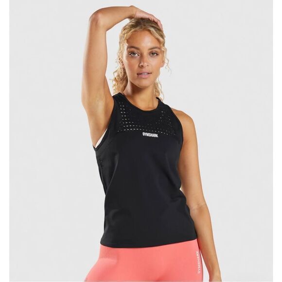 Gymshark TankโTop Womens Size Small Black Lasercut Athletic Activewear Gym - Picture 2 of 12